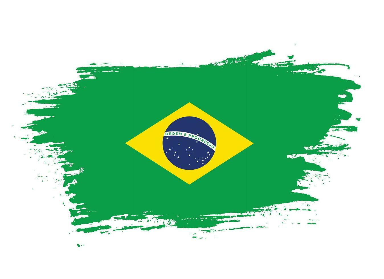 Ink splashes brush stroke Brazil flag vector