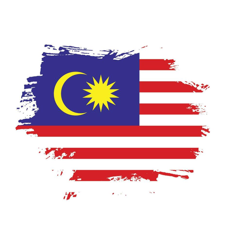 vector de bandera de trazo de pincel de malasia