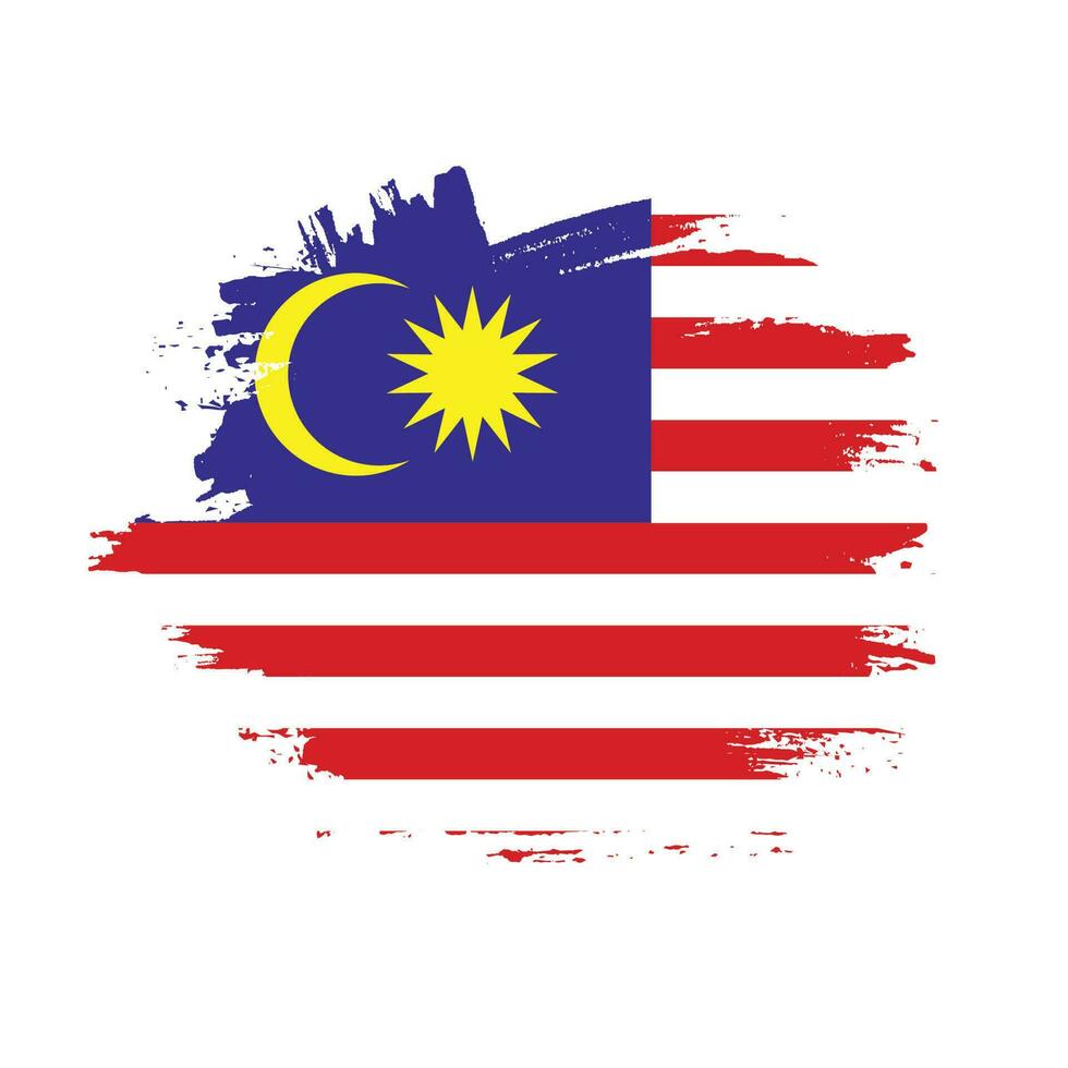 Brush stroke hand drawn vector Malaysia flag