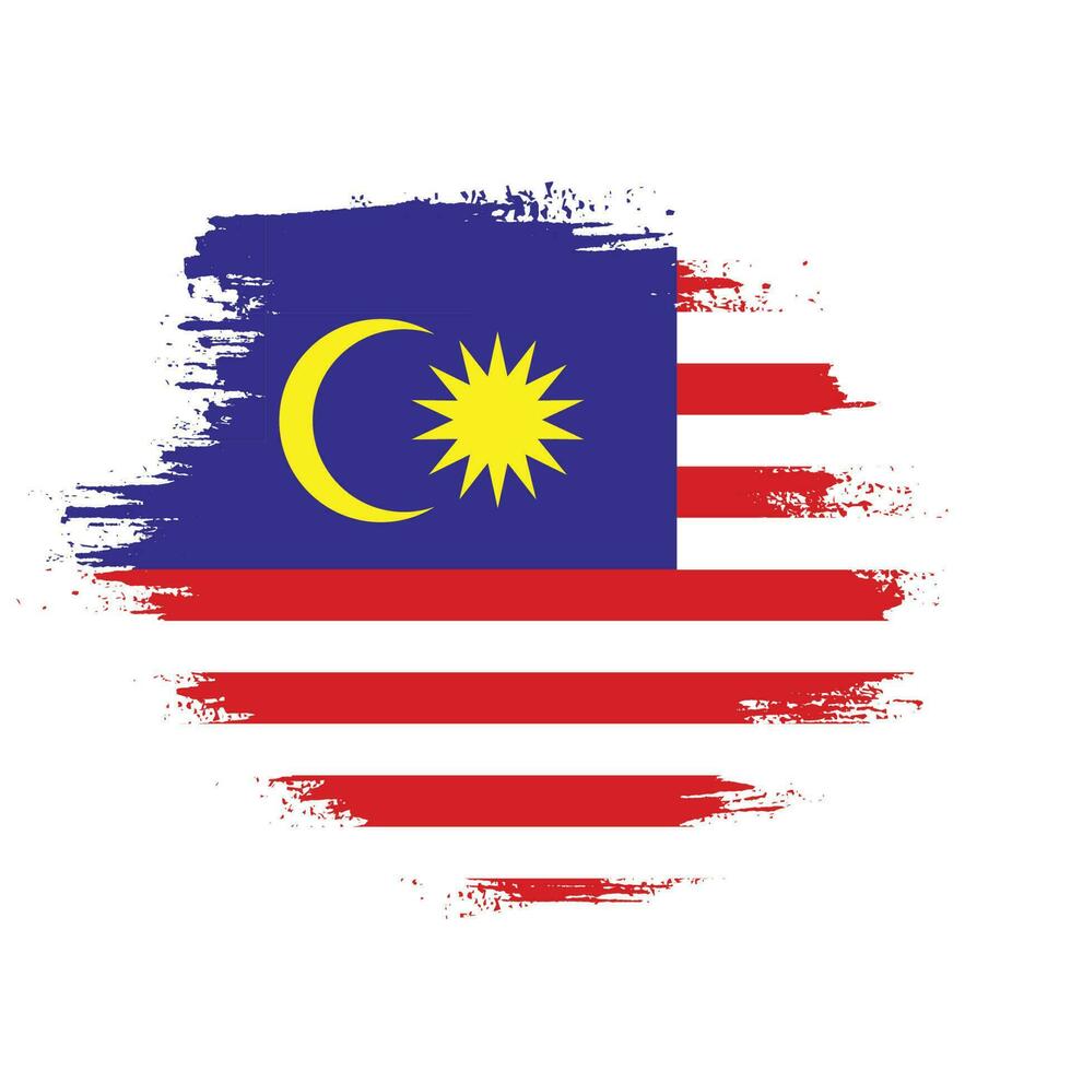 vector de bandera de malasia de trazo de pincel grueso