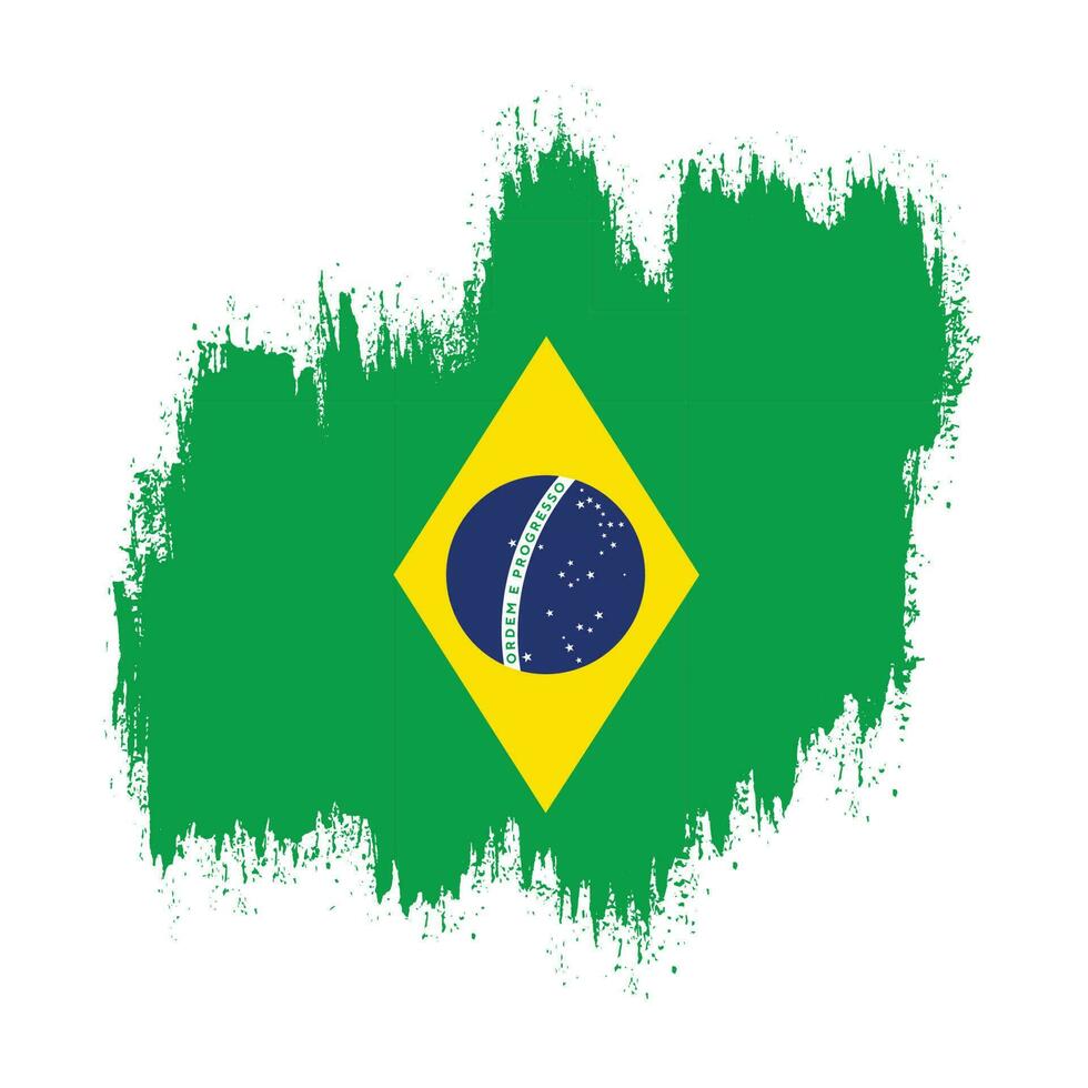 Modern brush stroke Brazil flag vector