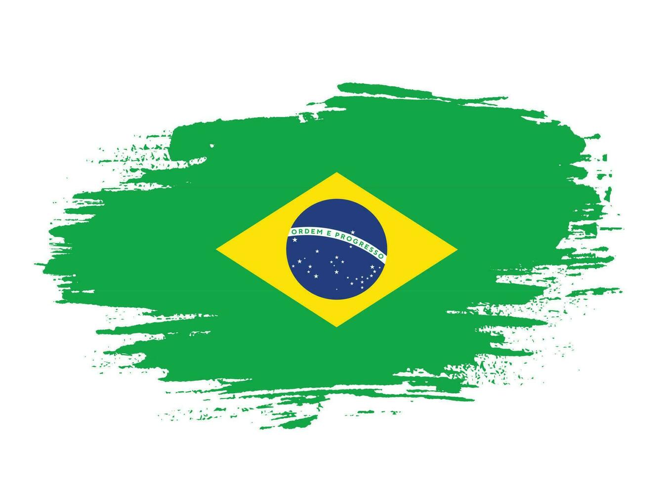Brazil flag vector with brush stroke illustration