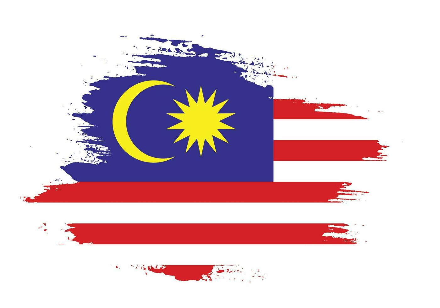 vector de bandera de malasia abstracta de textura grunge plana