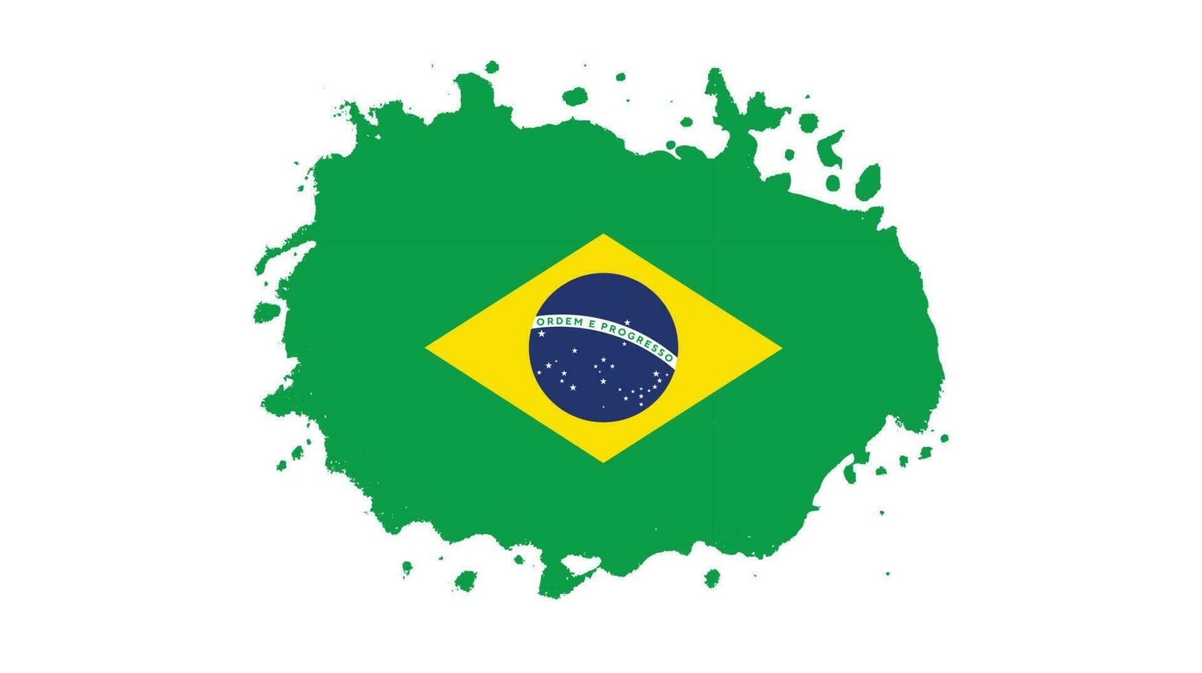 Thick brush stroke Brazil flag vector