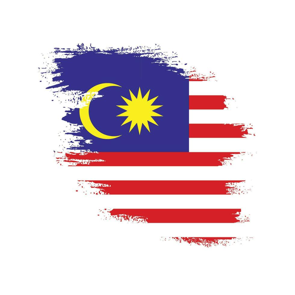 Thick brush stroke Malaysia flag vector