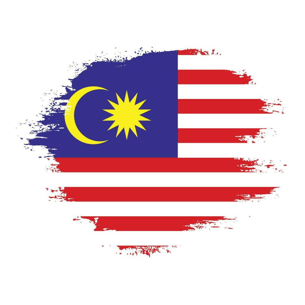 Dirty brush stroke Malaysia flag vector