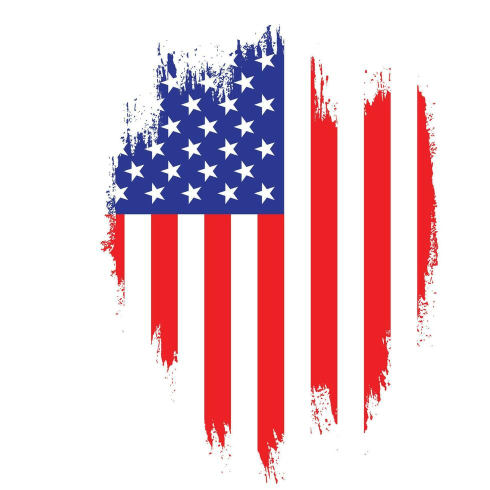 Hand drawn grunge brush stroke USA flag vector