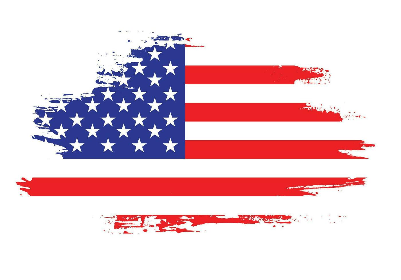Grunge paint brush stroke USA flag vector