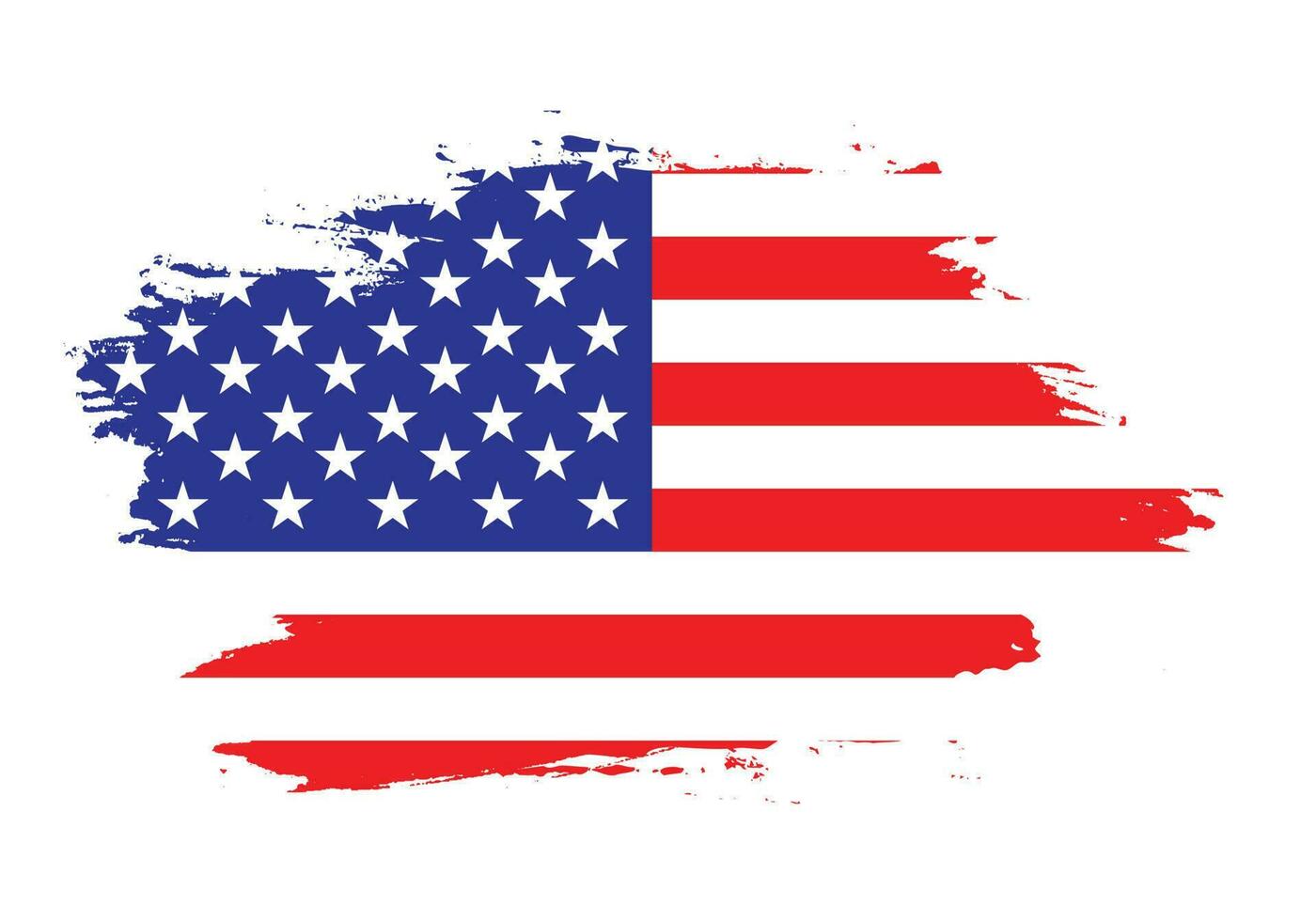 Paint brush stroke shape USA flag vector