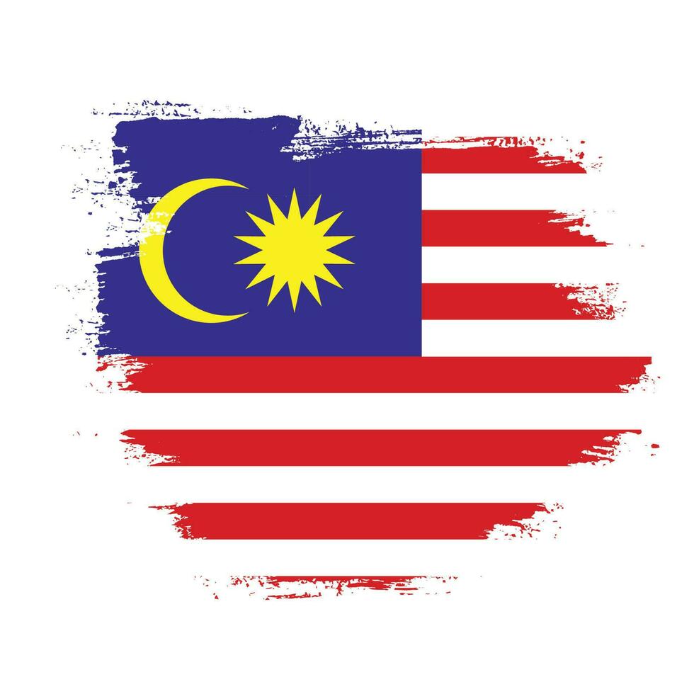 imagen de vector de bandera de Malasia de trazo de pincel gratis