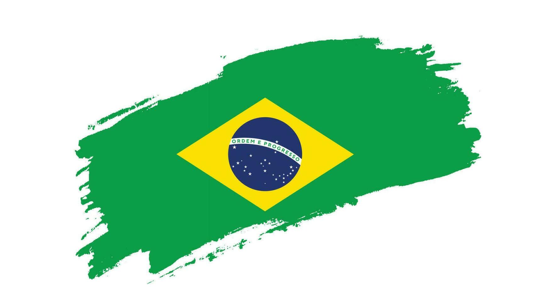 Paint grunge brush stroke Brazil flag vector