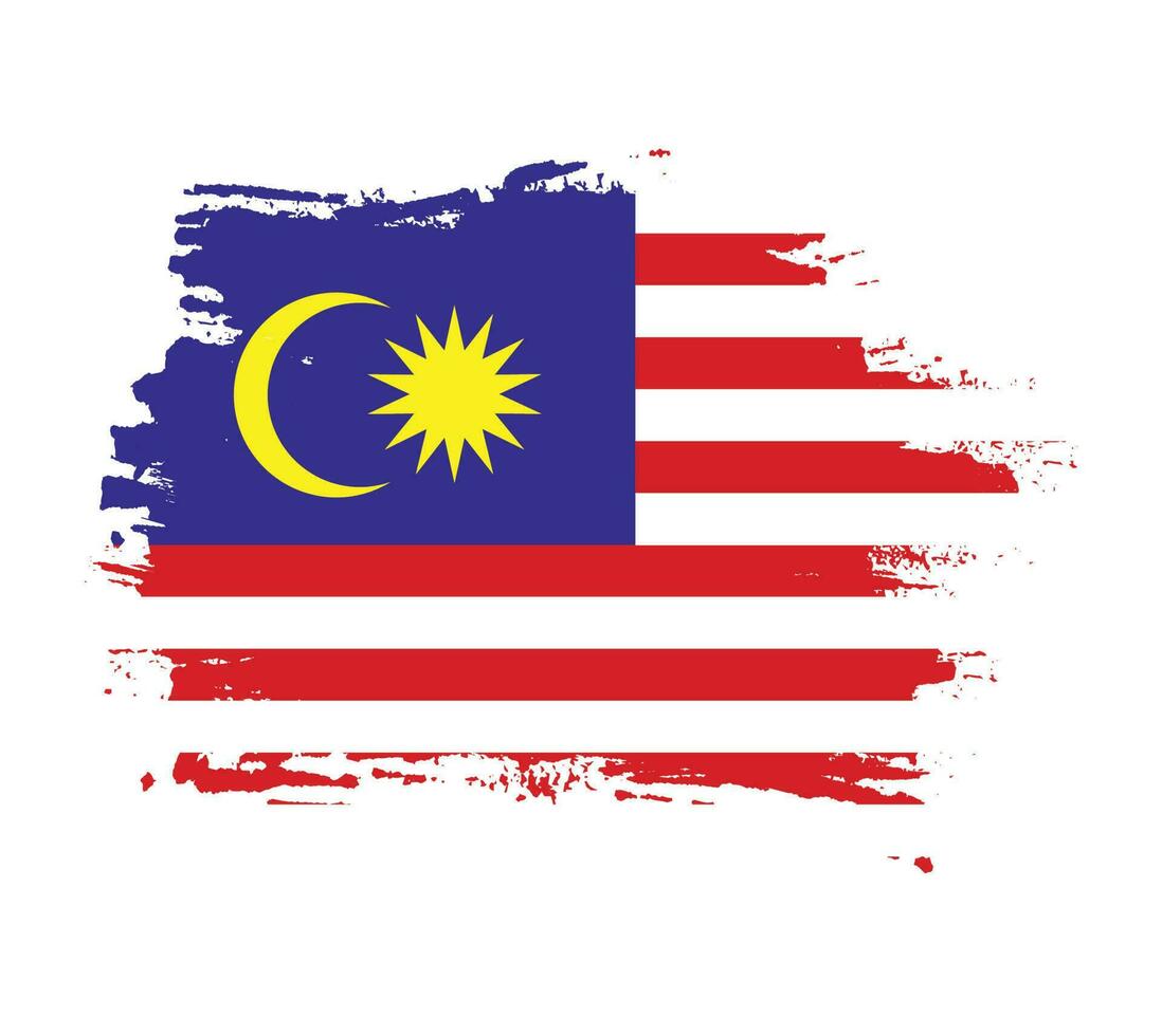 Brush stroke free Malaysia flag vector