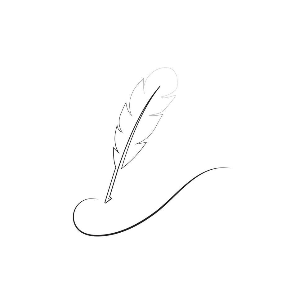 feather quill pen icon vector