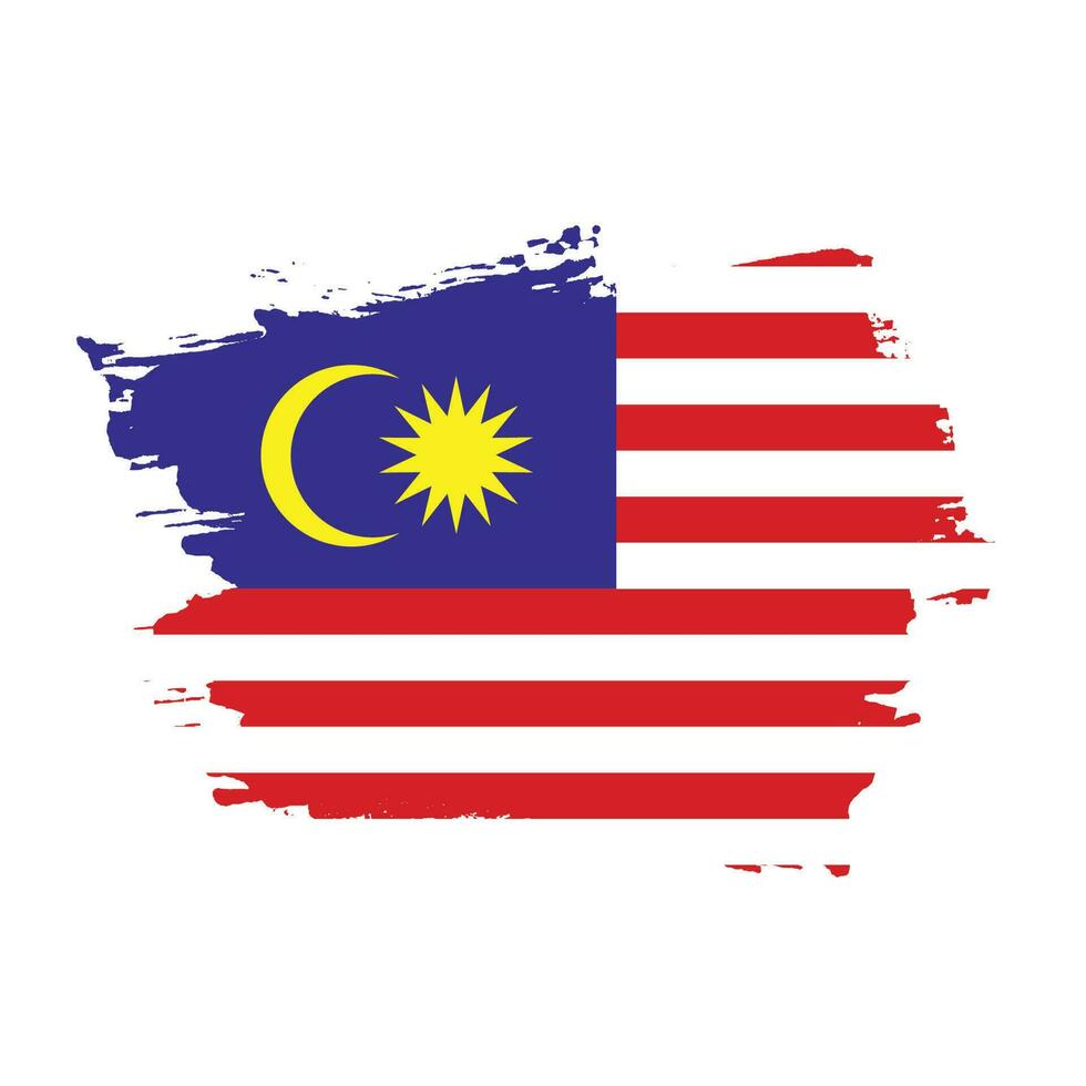 vector de bandera de malasia de trazo de pincel grunge