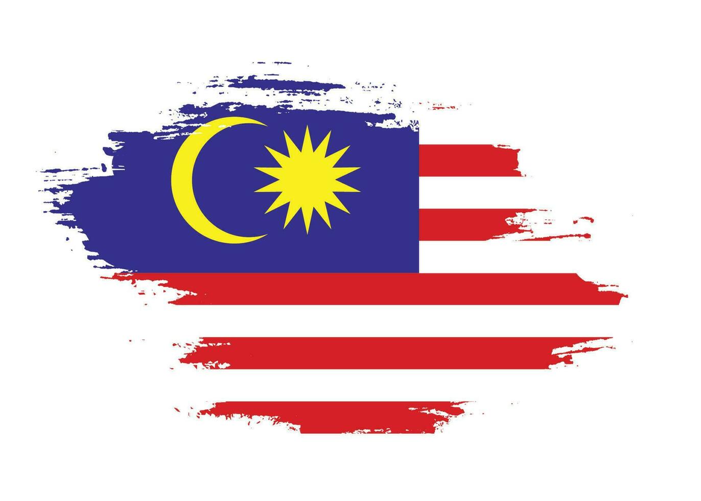 Paint grunge brush stroke Malaysia flag vector