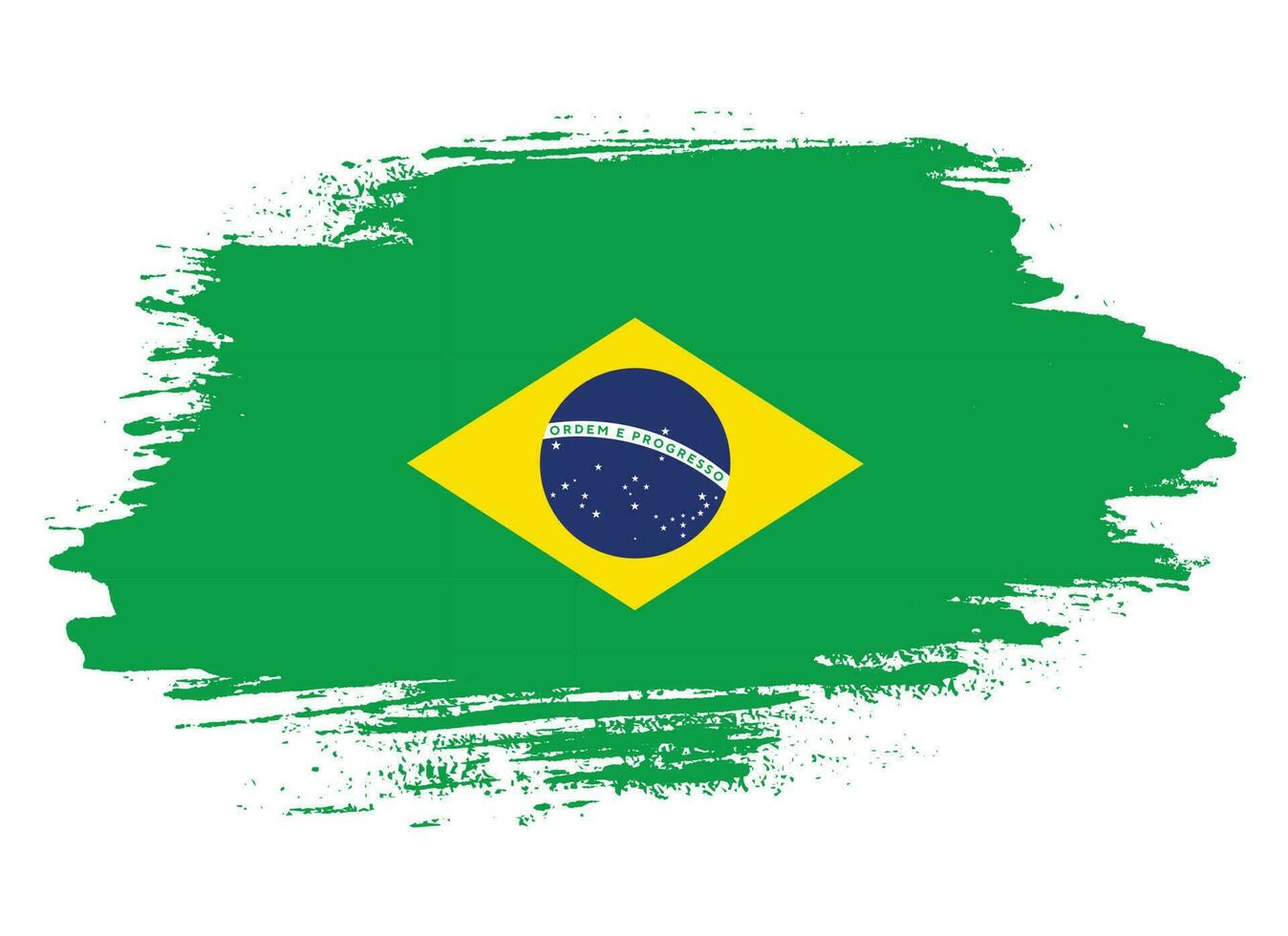 Abstract brush stroke Brazil flag vector
