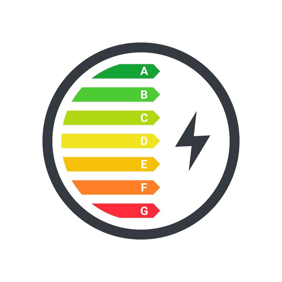 Energy efficiency logo. Energy efficiency rating classification graph. Energy efficiency technologies. Vector illustration