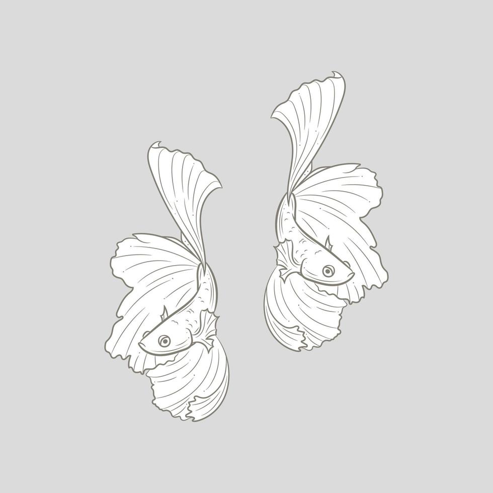 Fish vector illustration, drawing of a betta fish