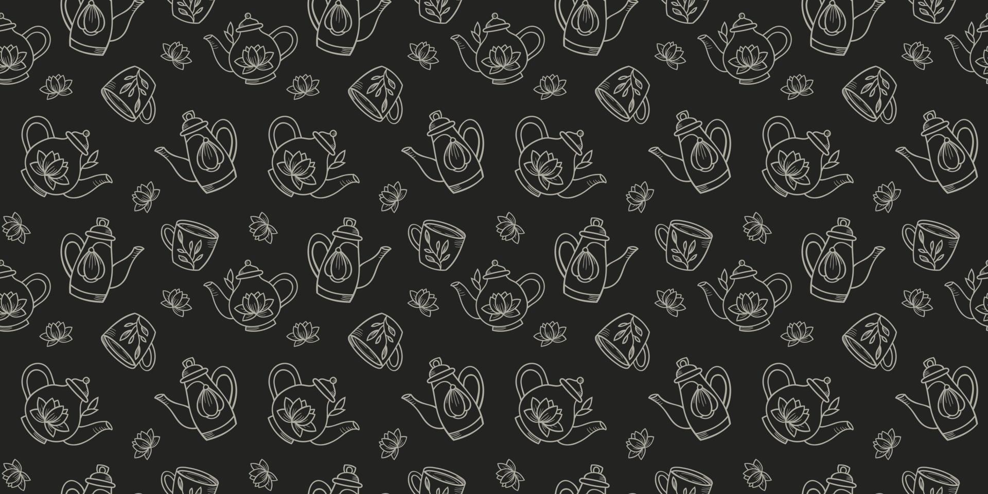 Teapots seamless repeat pattern design, background. vector