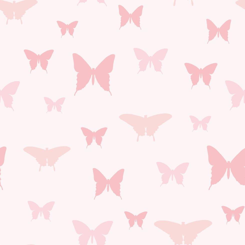 Pink butterfly seamless repeat pattern design. vector