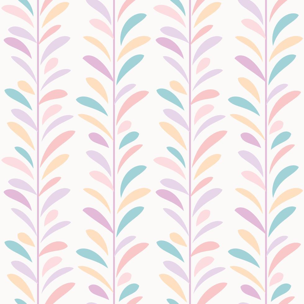 Pastel, multicolored leaf vector pattern, seamless botanical print, garland background