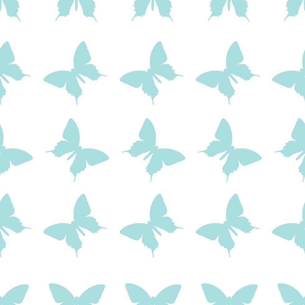 Blue seamless repeat pattern butterfly silhouette vector