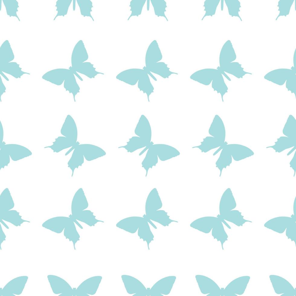 Blue seamless repeat pattern butterfly silhouette vector