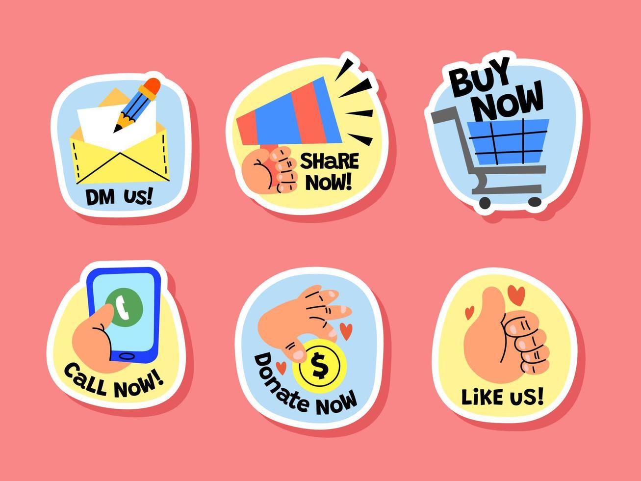 Set of Actions Chat Stickers vector