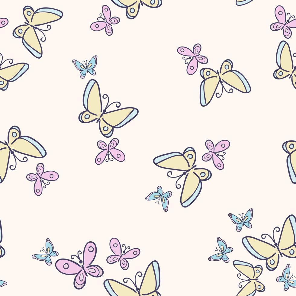 Butterfly vector  pattern with colorful cartoon butterflies