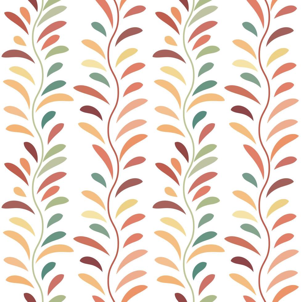 Colorful leaf vector pattern, seamless botanical print, garland background