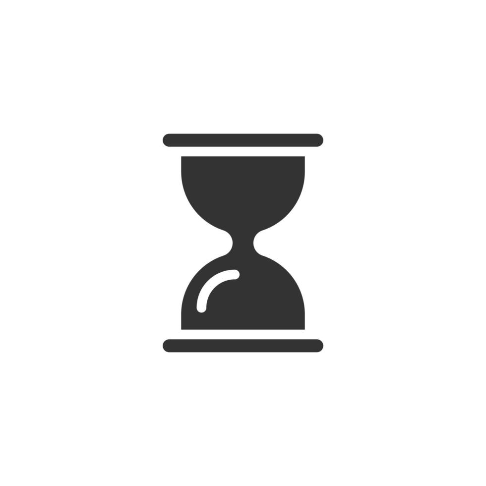 Hourglass icon in flat style. Sandglass vector illustration on white isolated background. Clock business concept.
