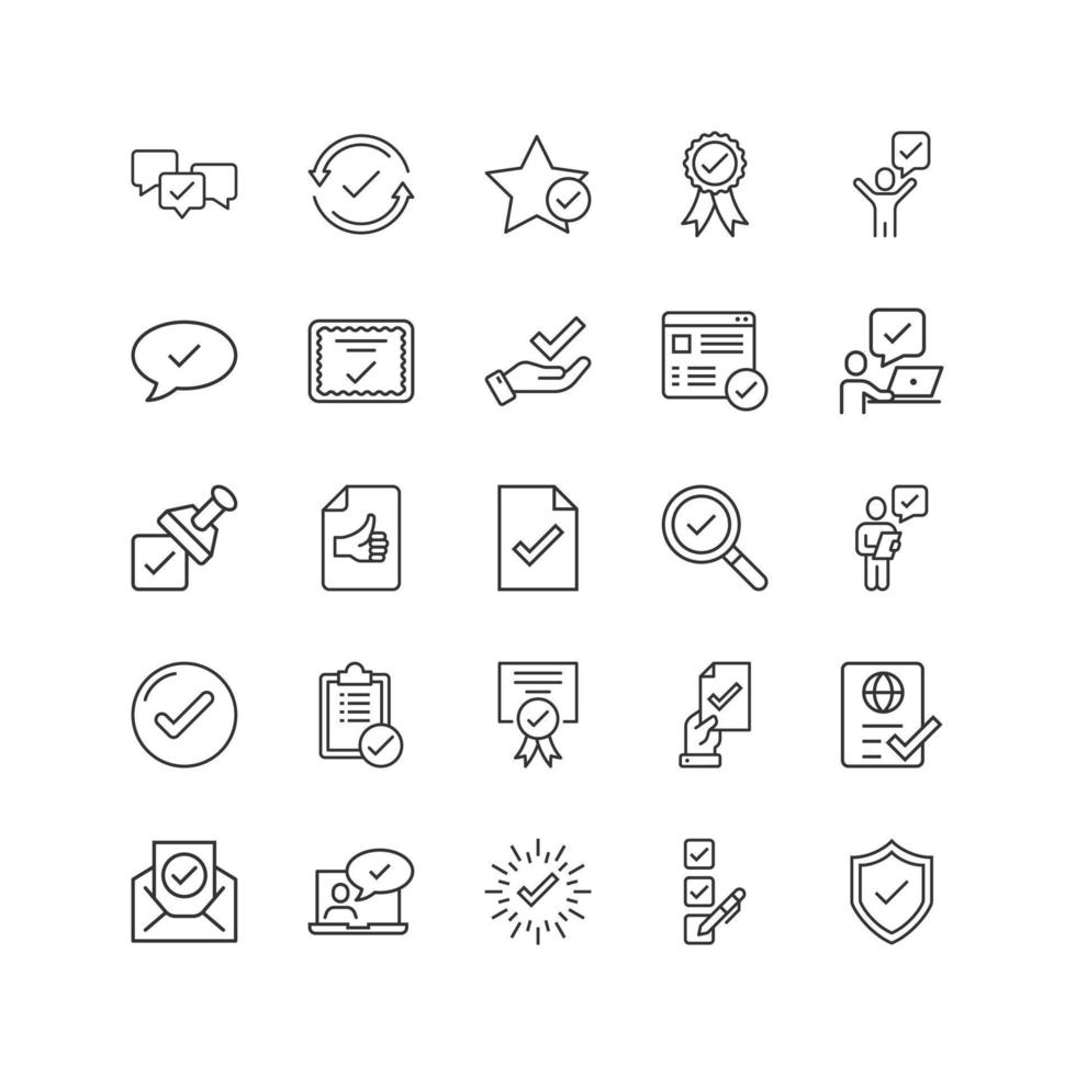 Approve icon set in flat style. Check mark vector illustration on white isolated background. Tick accepted business concept.