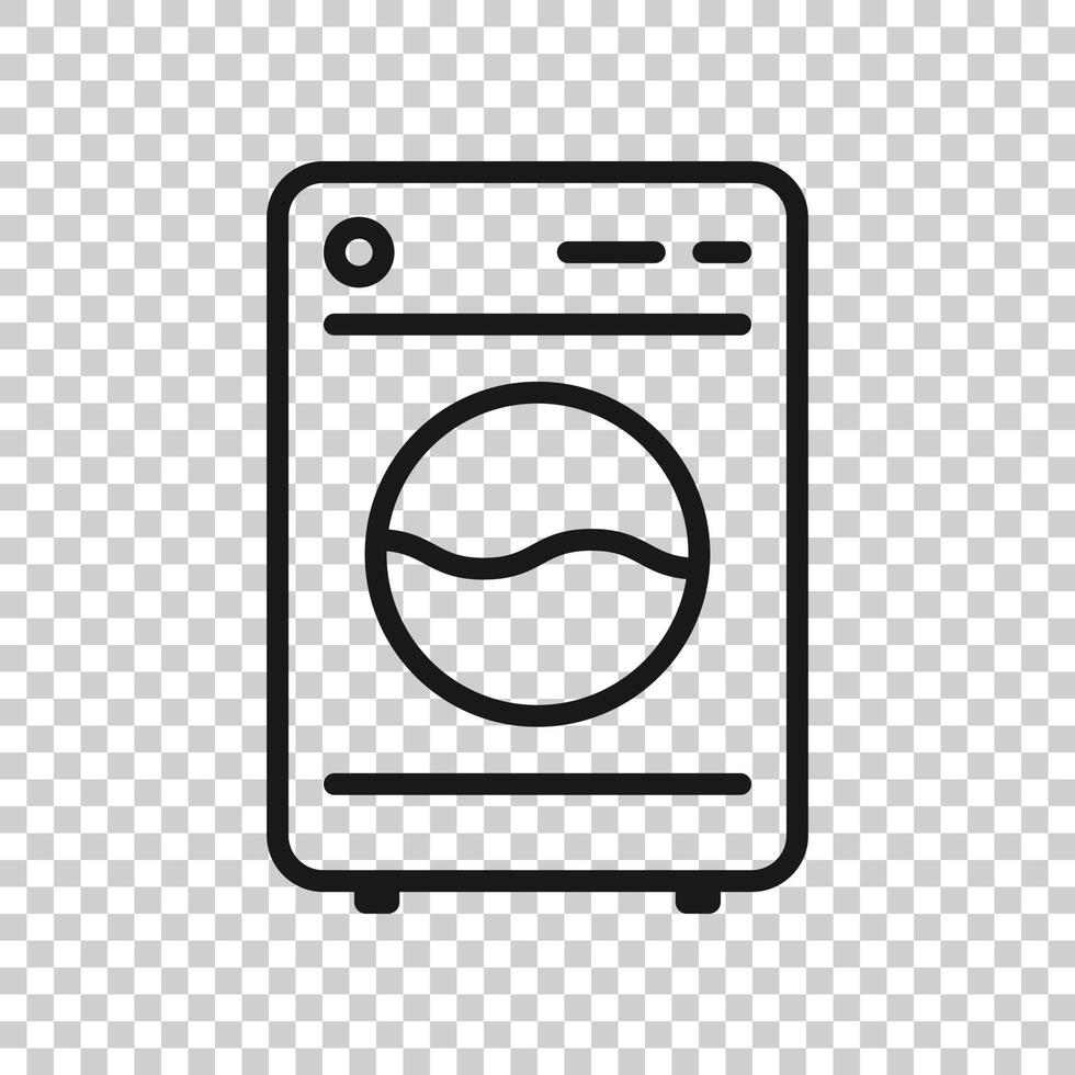 Washing machine icon in flat style. Washer vector illustration on white isolated background. Laundry business concept.