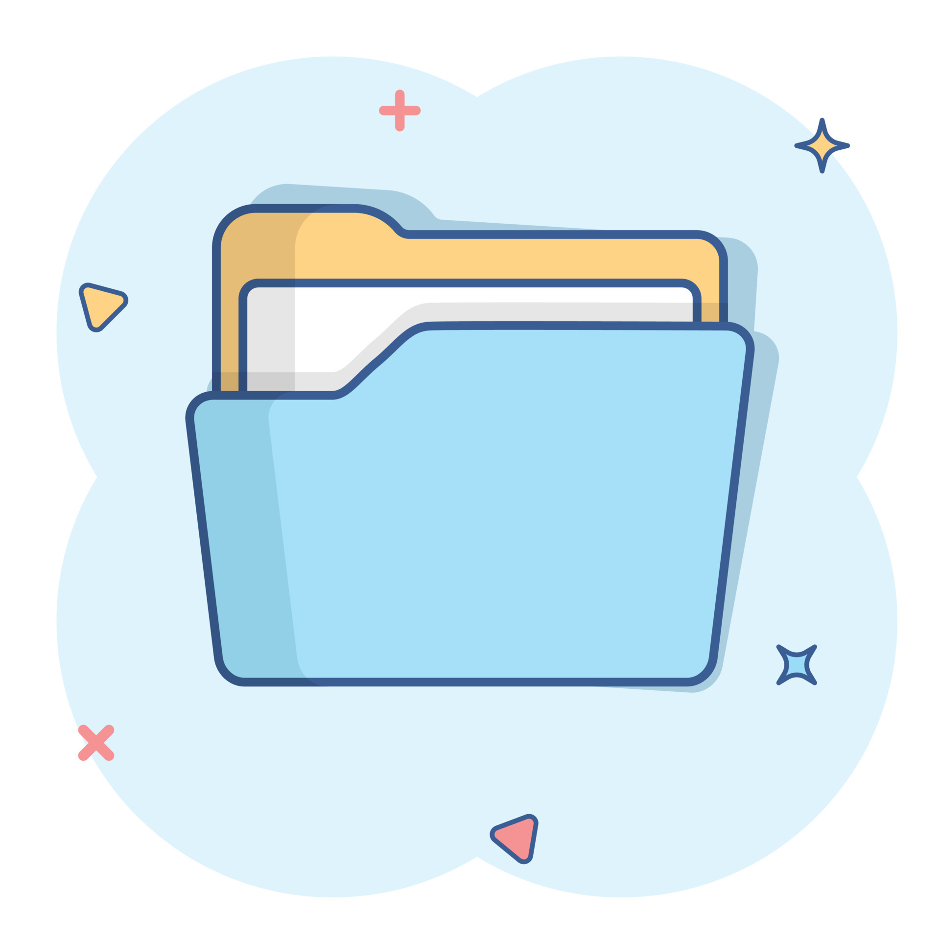File folder icon in comic style. Documents archive vector cartoon