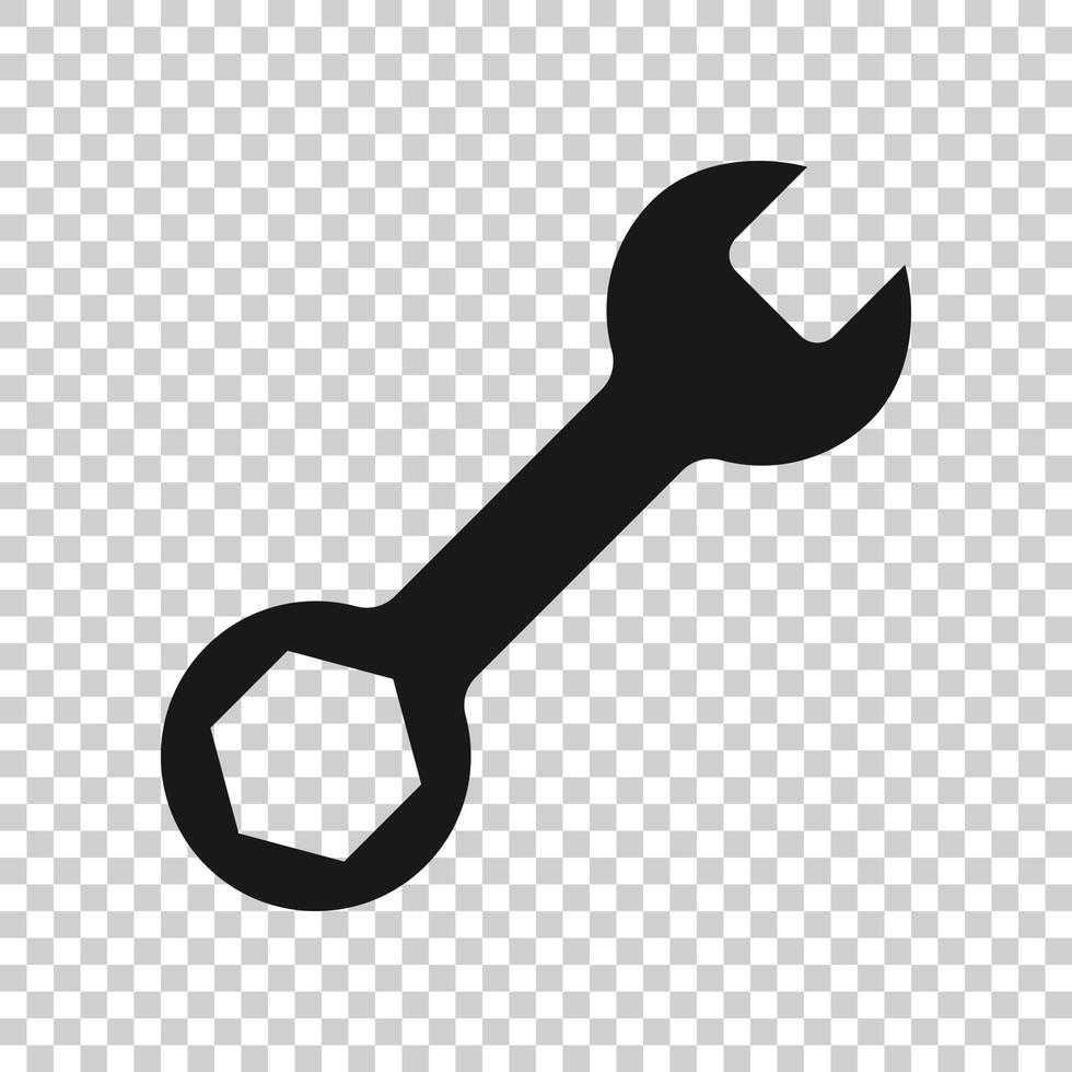 Wrench icon in flat style. Spanner key vector illustration on white isolated background. Repair equipment business concept.