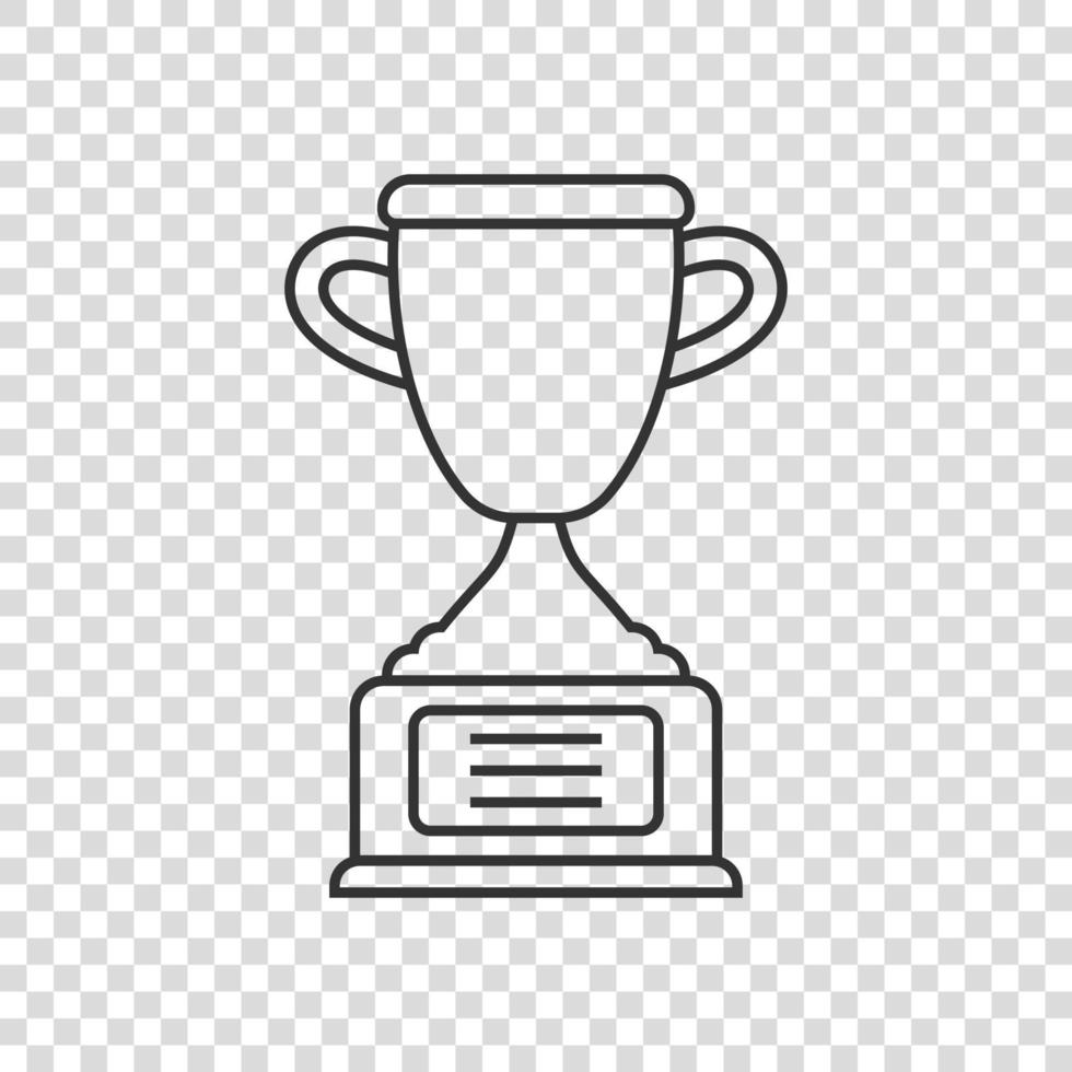 Trophy cup icon in flat style. Goblet prize vector illustration on isolated background. Award sign business concept.