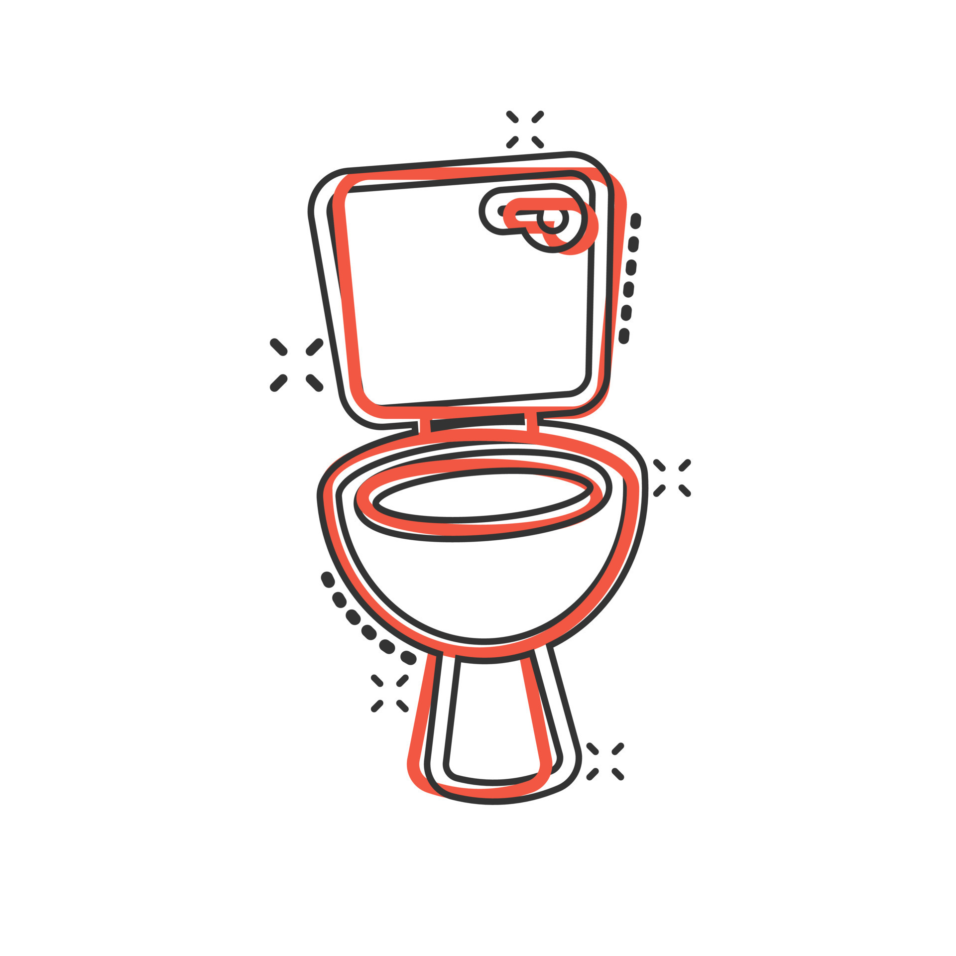 Toilet bowl icon in comic style. Hygiene cartoon vector illustration on  isolated background. WC restroom splash effect sign business concept.  16130268 Vector Art at Vecteezy
