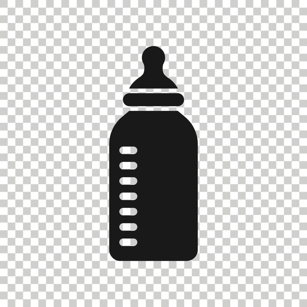 Baby bottle icon in flat style. Milk container vector illustration on white isolated background. Drink glass business concept.