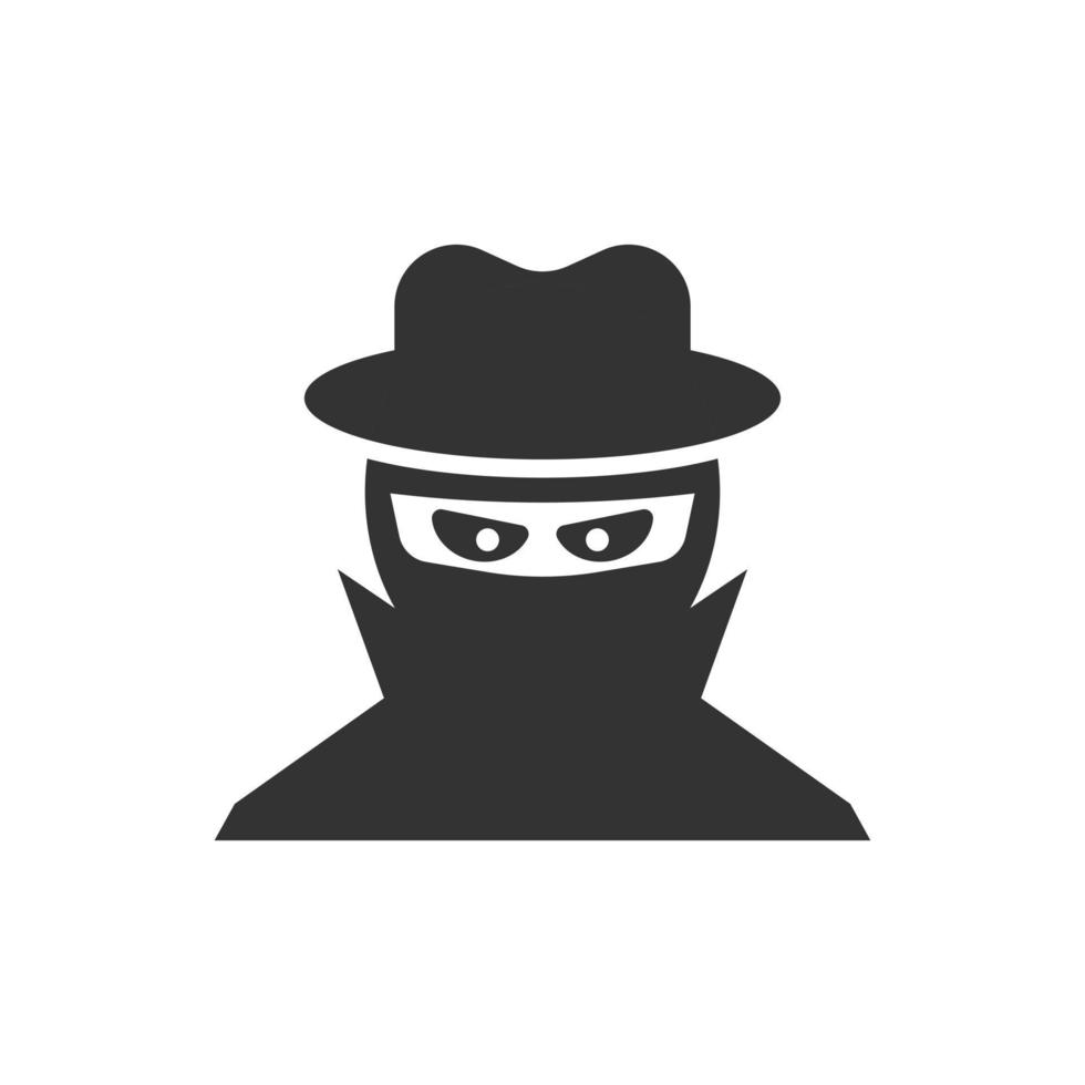 Fraud hacker icon in flat style. Spy vector illustration on isolated background. Cyber defend business concept.