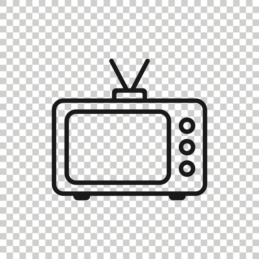 Tv icon in flat style. Television sign vector illustration on white isolated background. Video channel business concept.