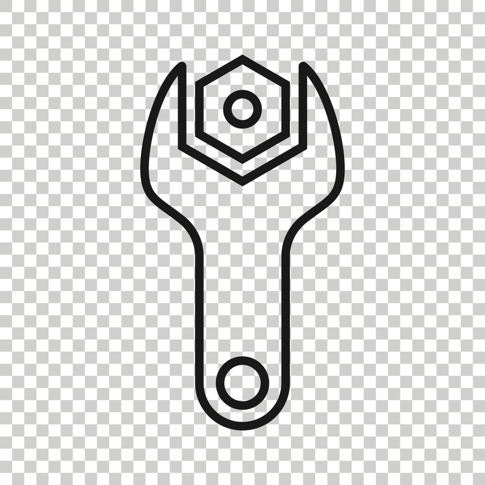 Wrench icon in flat style. Spanner key vector illustration on white isolated background. Repair equipment business concept.