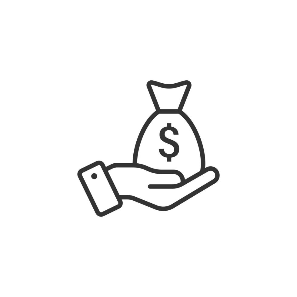 Remuneration icon in flat style. Money in hand vector illustration on white isolated background. Banknote payroll business concept.