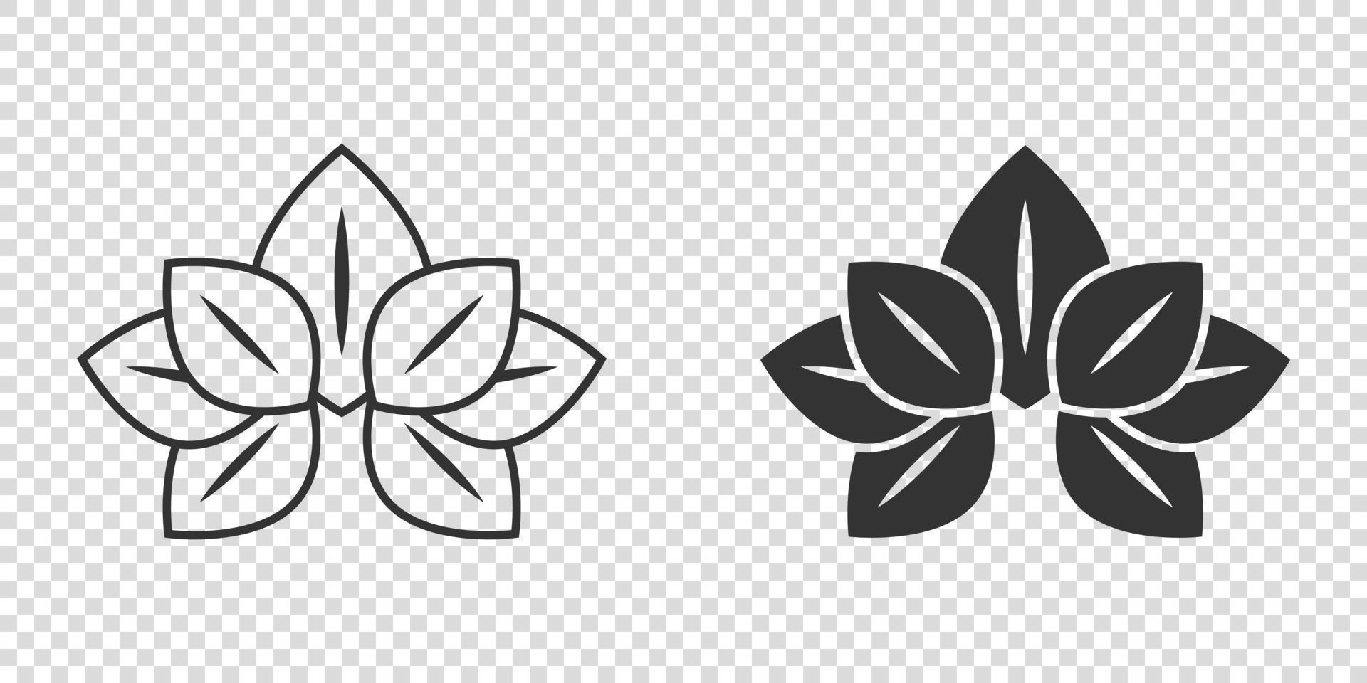 icono de hoja en estilo plano. ilustración de vector de planta sobre fondo blanco aislado. concepto de negocio de signo de flor.