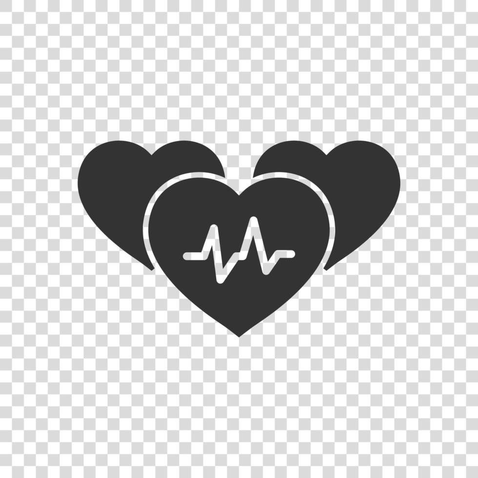 icono de presión arterial en estilo plano. Ilustración de vector de monitor de latido del corazón sobre fondo aislado. concepto de negocio de signo de diagnóstico de pulso.