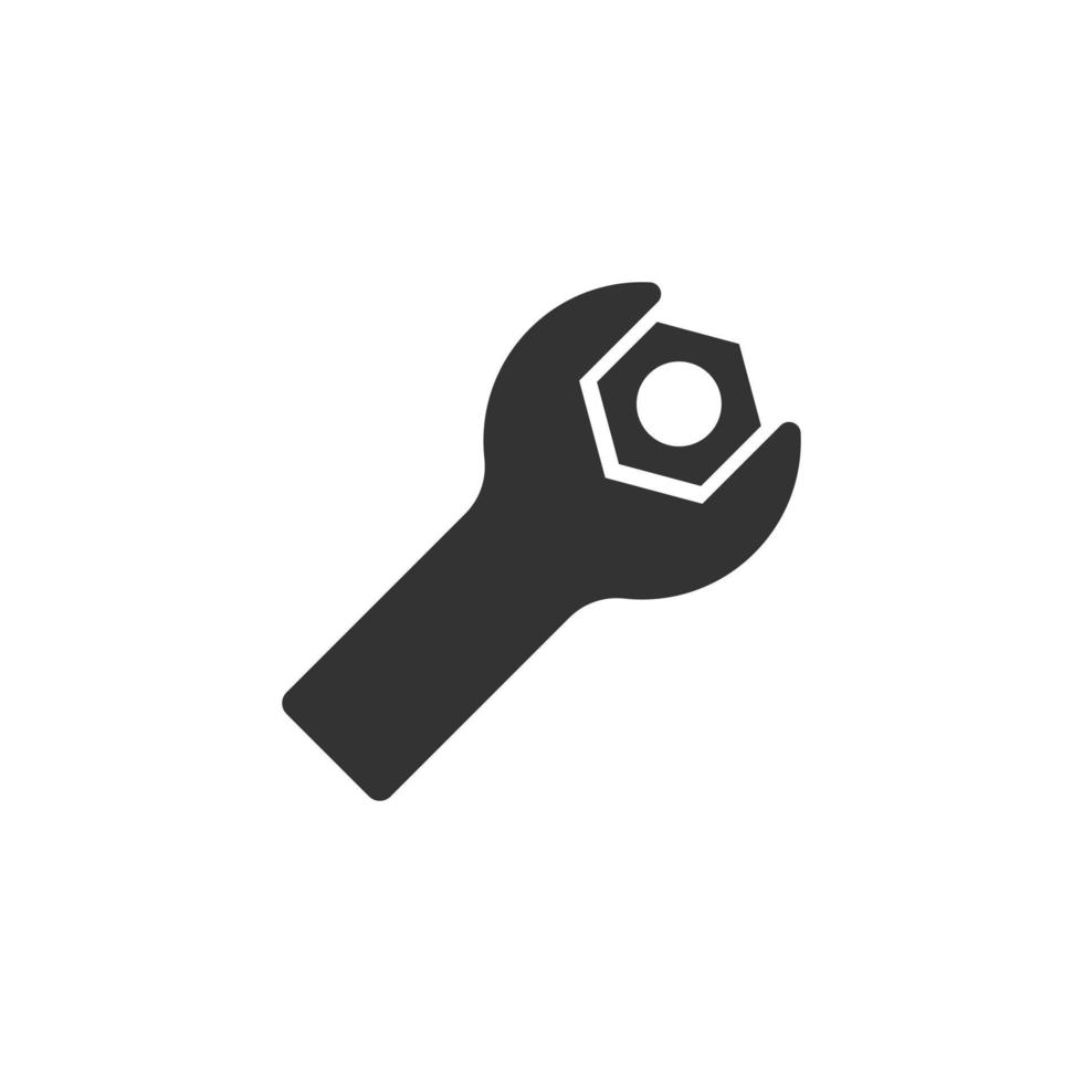 Wrench icon in flat style. Spanner key vector illustration on white isolated background. Repair equipment business concept.