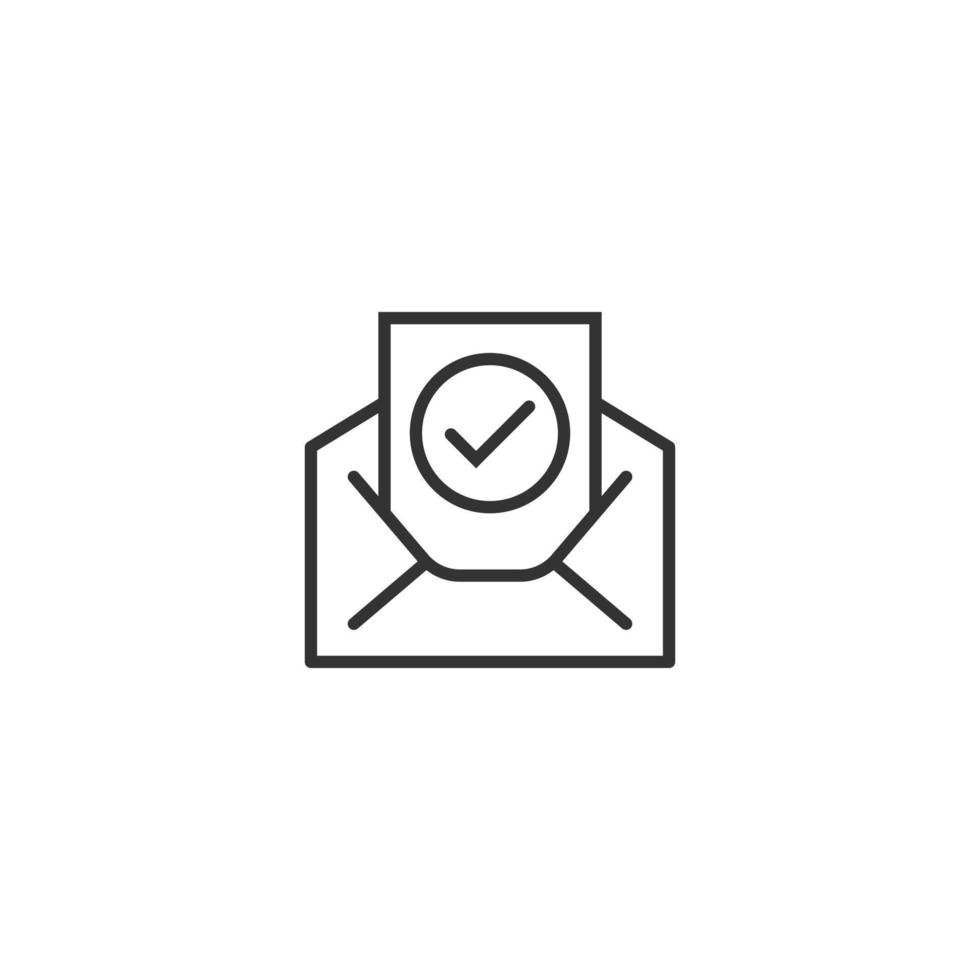 Envelope with confirmed document icon in flat style. Verify vector illustration on white isolated background. Receive business concept.