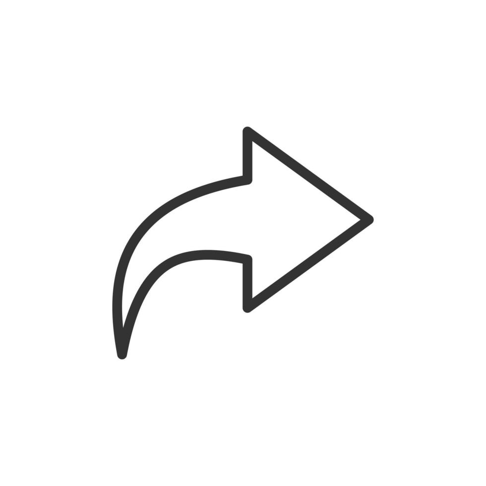 Share button icon in flat style. Arrow sign vector illustration on white isolated background. Send file business concept.