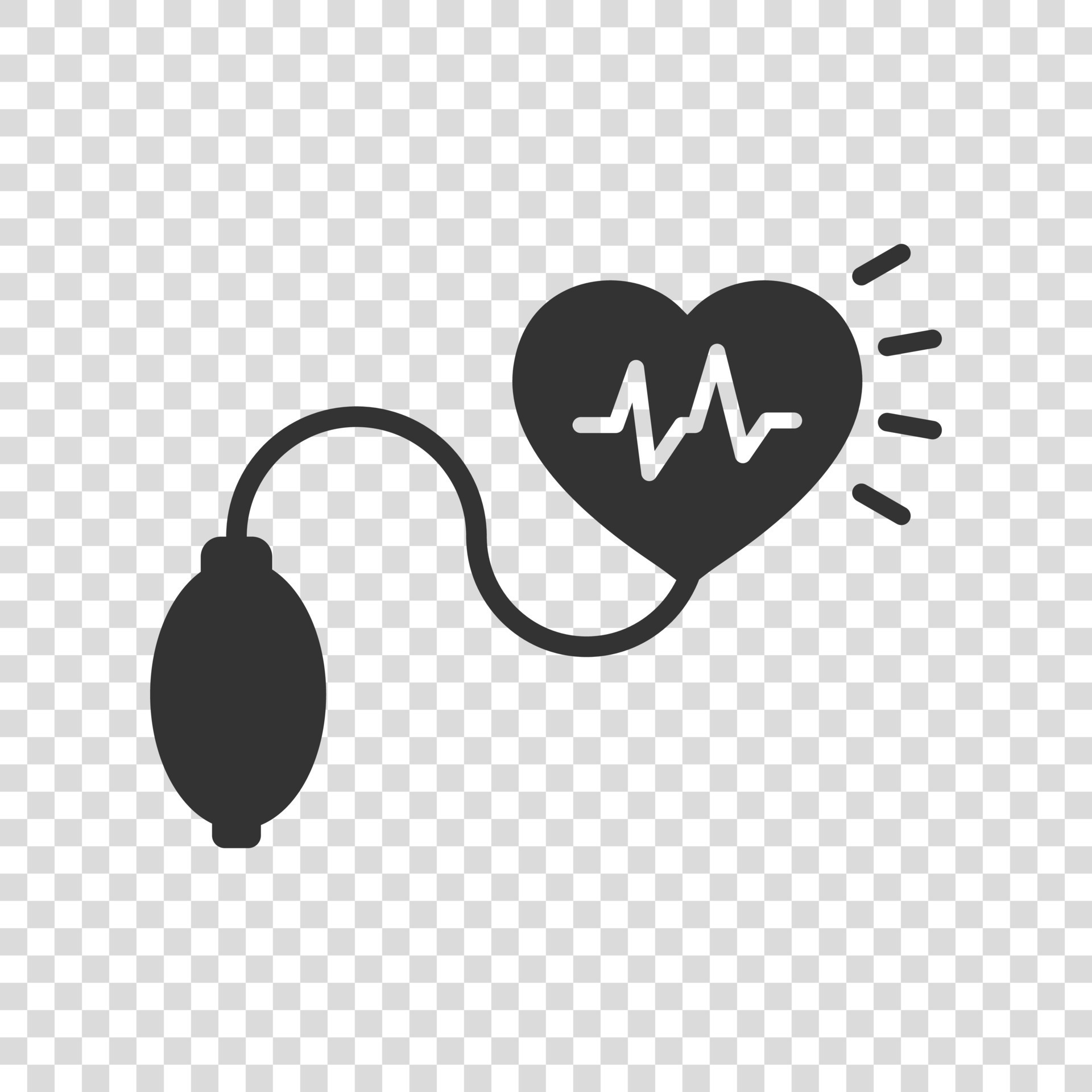 Arterial blood pressure icon in flat style. Heartbeat monitor vector