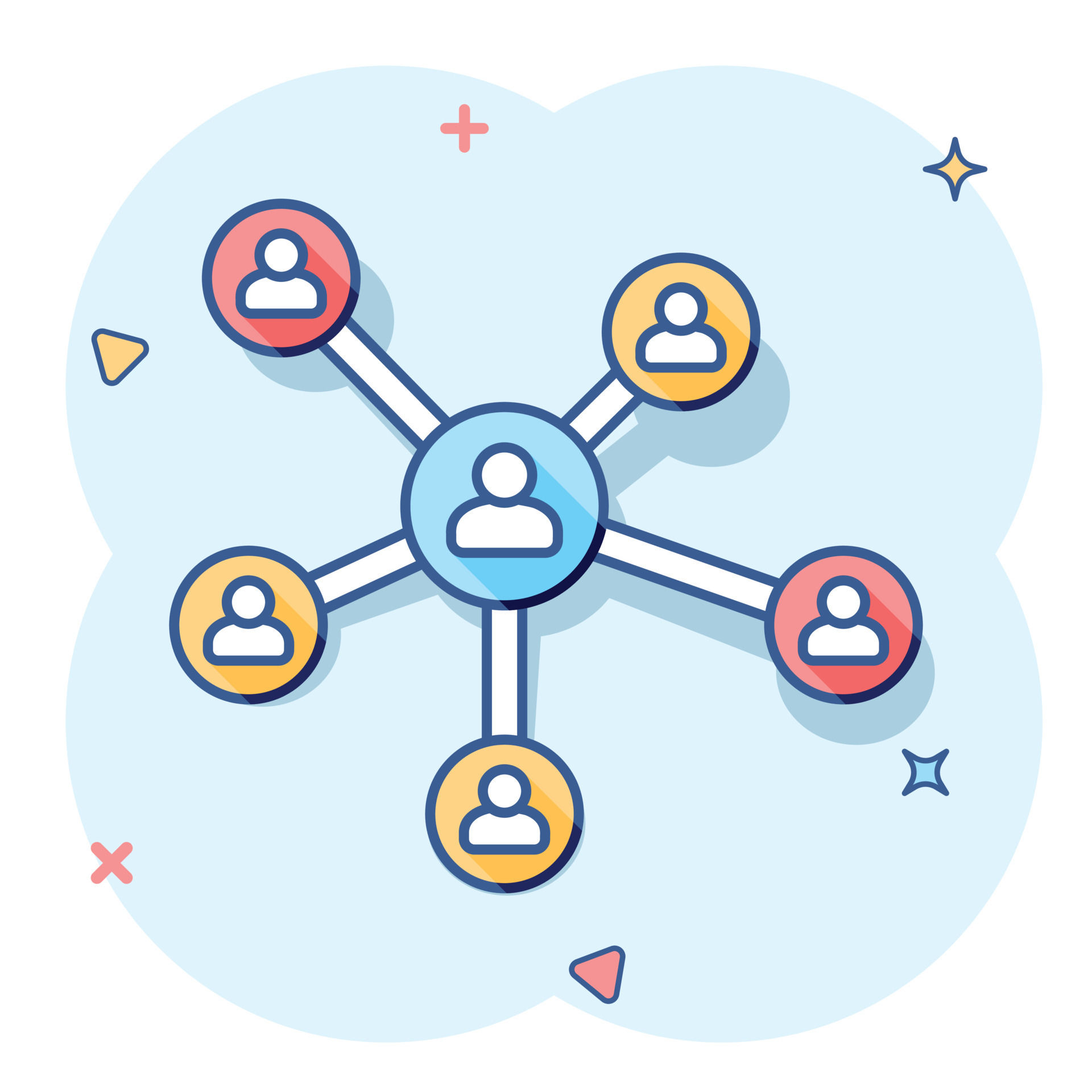 Vector cartoon social network icon in comic style. People connection ...