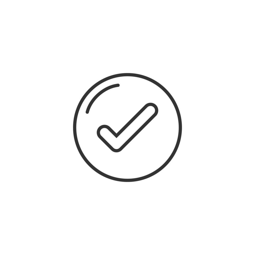 Check mark sign icon in flat style. Confirm button vector illustration on white isolated background. Accepted business concept.